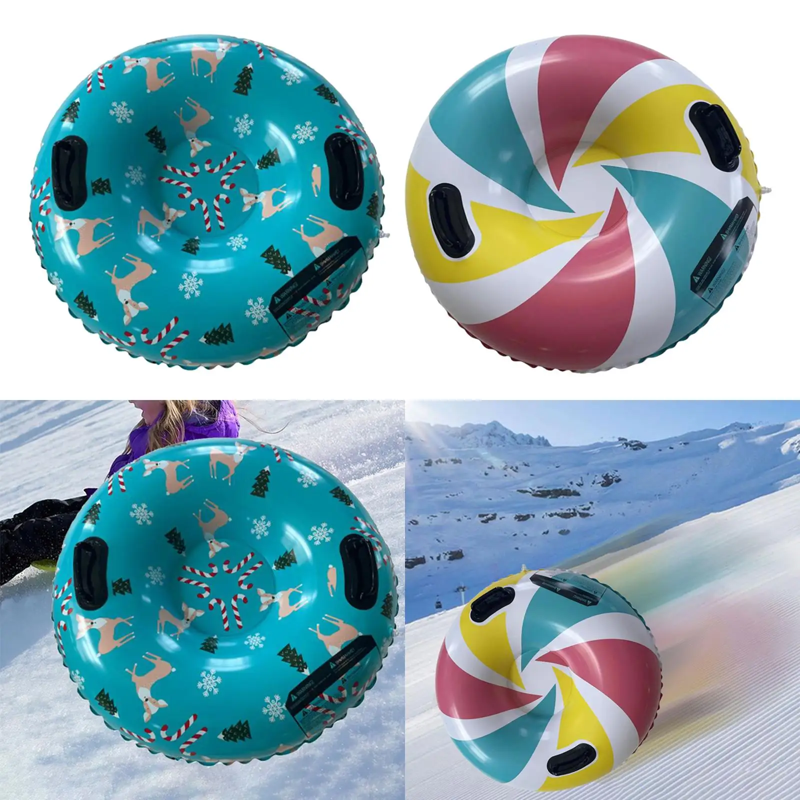 Foldable Winter Snow Tube Easy to Carry Sledding Tube Inflatable Sled