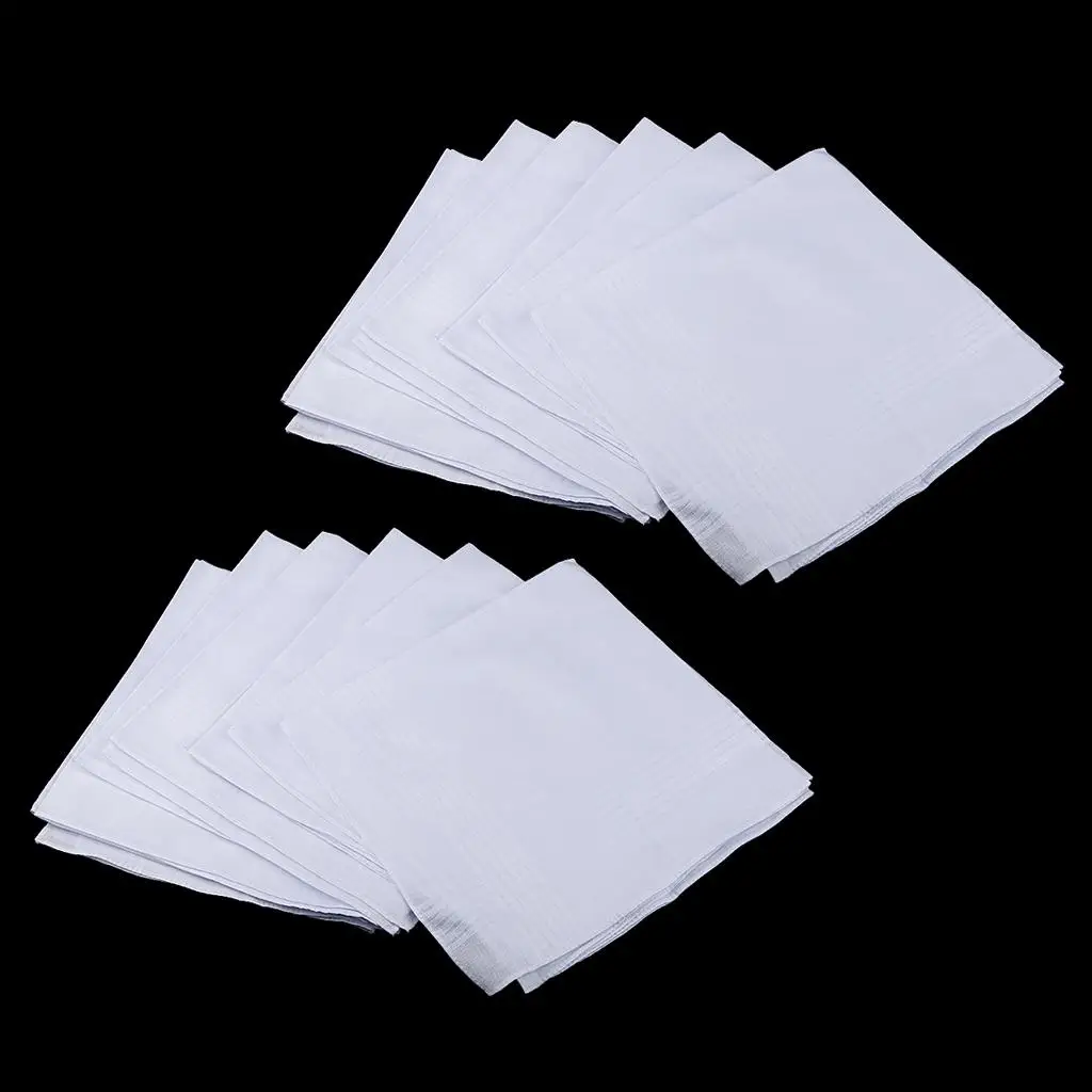 24x Solid Cotton Handkerchiefs For Men Flexible  Handkerchief Hanky