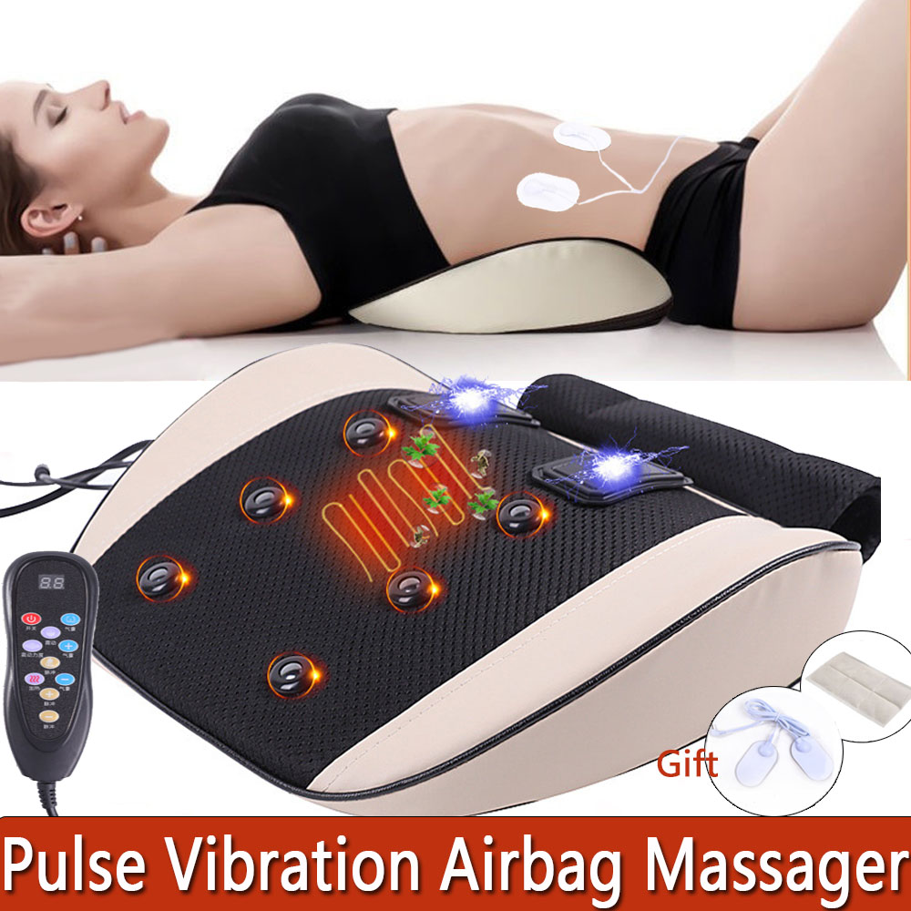 Best of Electric Pulse Moxibustion Back Massager Vibration Heating Lumbar Waist Traction Airbag Therapy Cushion Massage Relief Pain Reviews & Tips