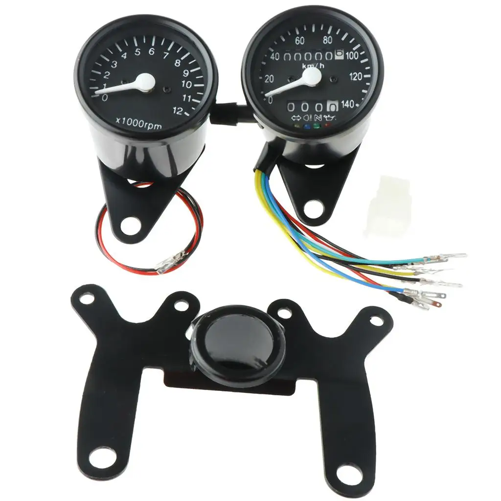 12V Tachometer + Speedometer 280x85x90mm/11.02x33.46x35.43inch + Odometer +  Bracket Fit for Motorcycle