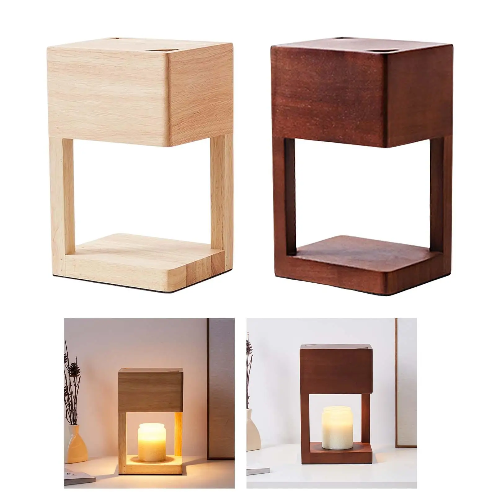 Electric Candle Warmer Lamp Wooden Base Table Lamp Candle Melter Wax Lamp for Bedroom