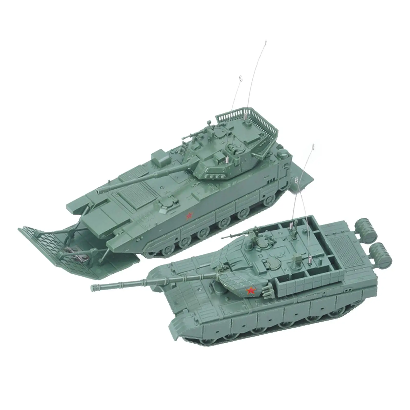 2x 1/72 Vehicles Model Set Armored Car Model Toy Tank set DIY Puzzle Educational Toy for Game Gift Holiday Birthday Party