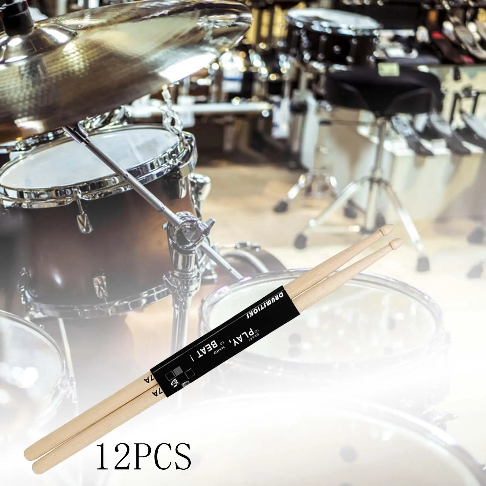12 Pairs Jazz Drumsticks Wooden Drumstick for Children Professionals Kids