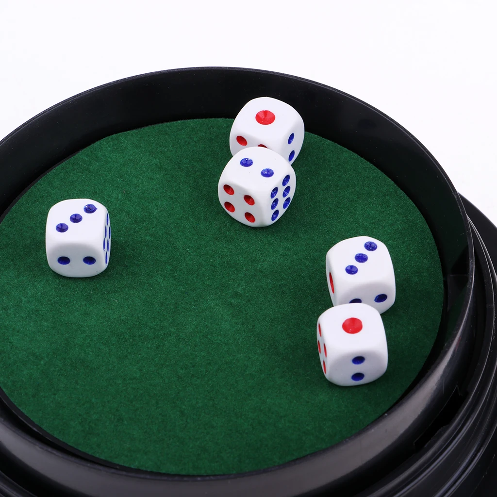 Dice Cup Automatic Set with 5 Dice KTV Dice Game Accessories Festival Parties