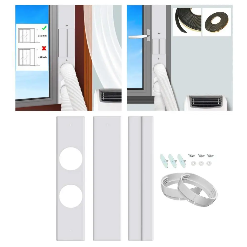 Portable Air Conditioner Window Kit with Coupler Adjustable for Exhaust Hose, Easy to Install