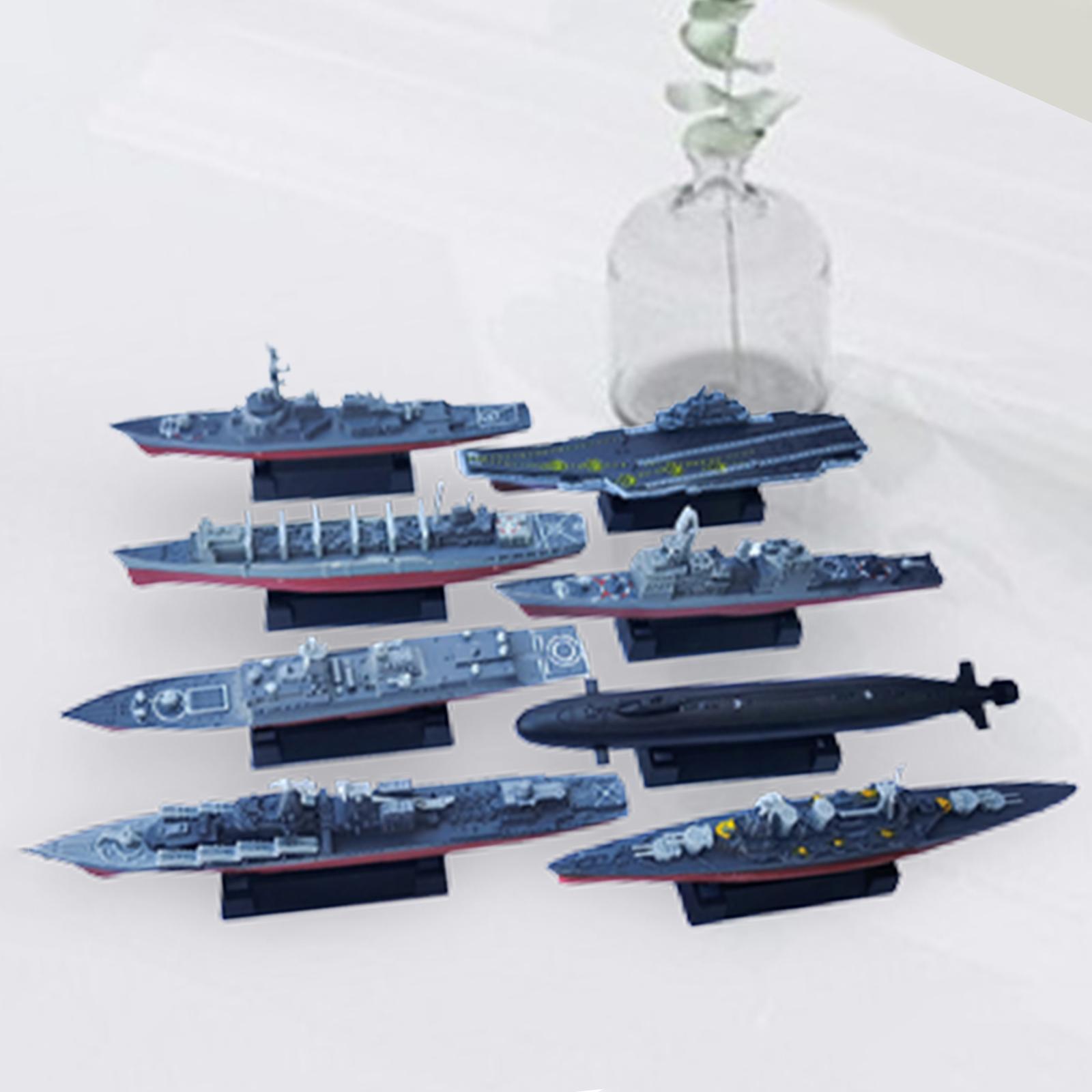 8Pcs Plastic Model Warships Ship Kits Modern Educational Toys Aircraft Model Navy Ship for Boys Girls Kids Adults Gifts