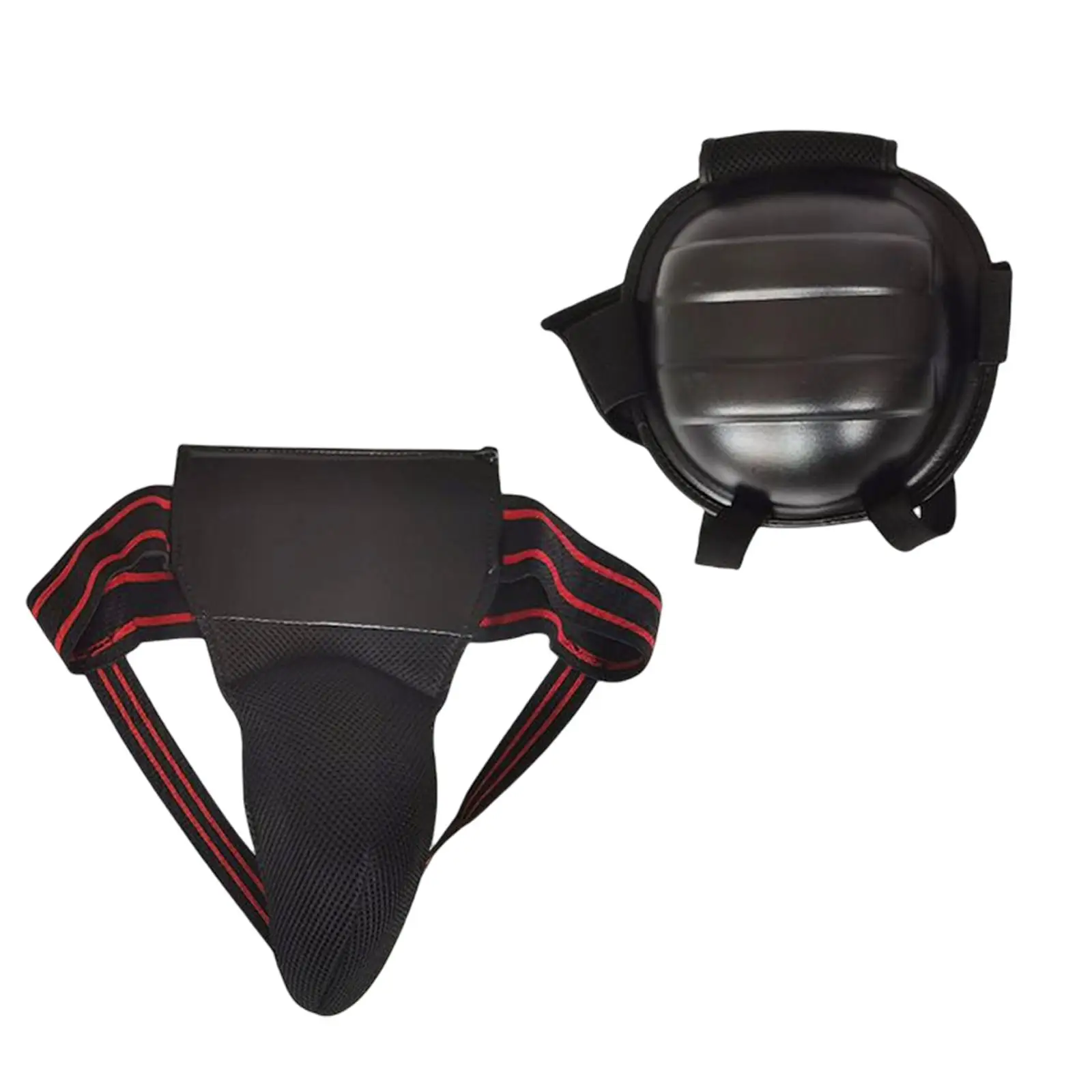 2 Pieces Taekwondo Groin Protector Kickboxing Head Gear Head Guard for Sanda Boxing Martial Arts MMA Training