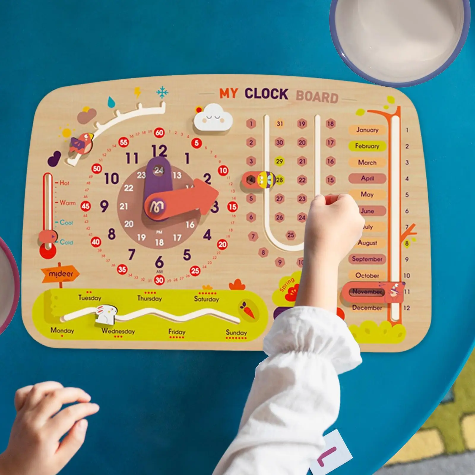 Kids Calendar Learning to Tell Time Teaching Clock Early Learning Toys Daily Calendar for Children Toddlers Kids Boys Girls