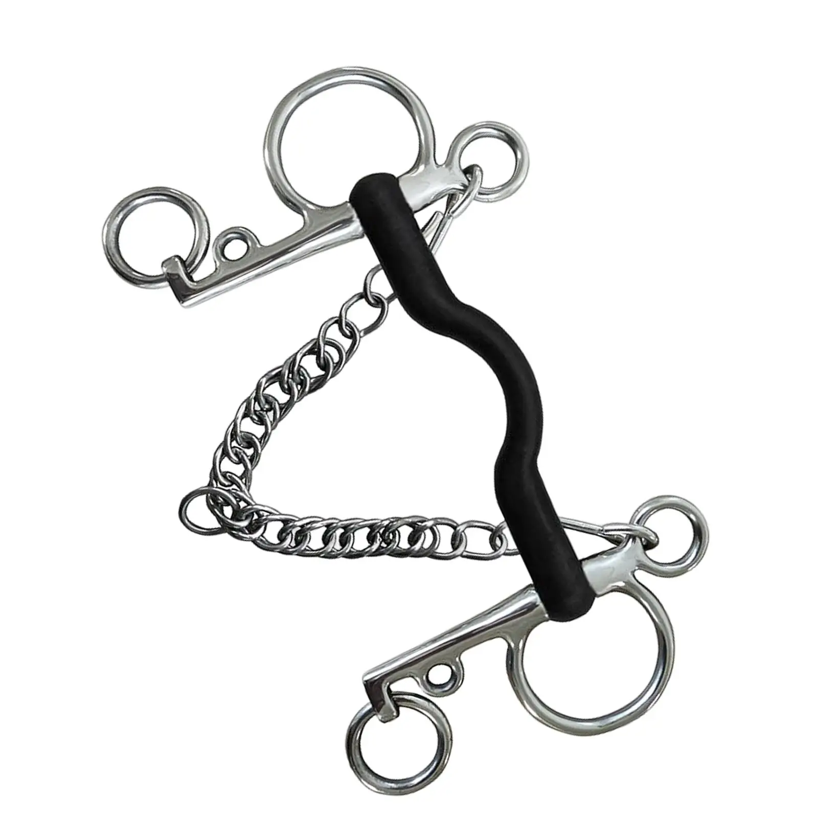Durable Horse Bit W/Curb Hooks Chain Horse Gag Bit Stainless Steel with Silver