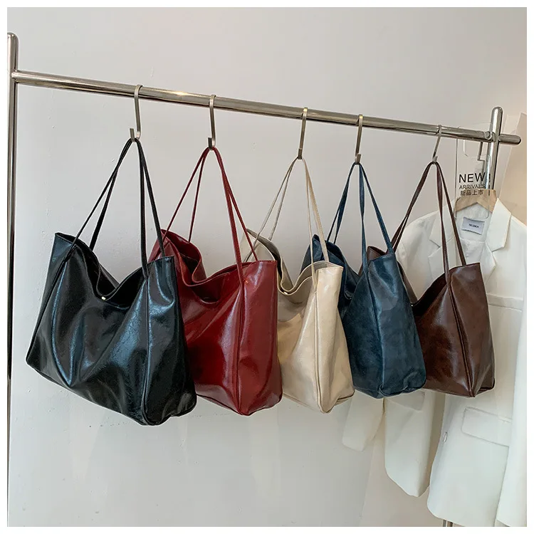 Γυναικεία τσάντα αγορών Μόδα μασχάλη Τσάντα μεγάλης χωρητικότητας Μαλακή δερμάτινη τσάντα ώμου Pu ρετρό τσάντα ώμου Casual φορητή τσάντα πουγκί