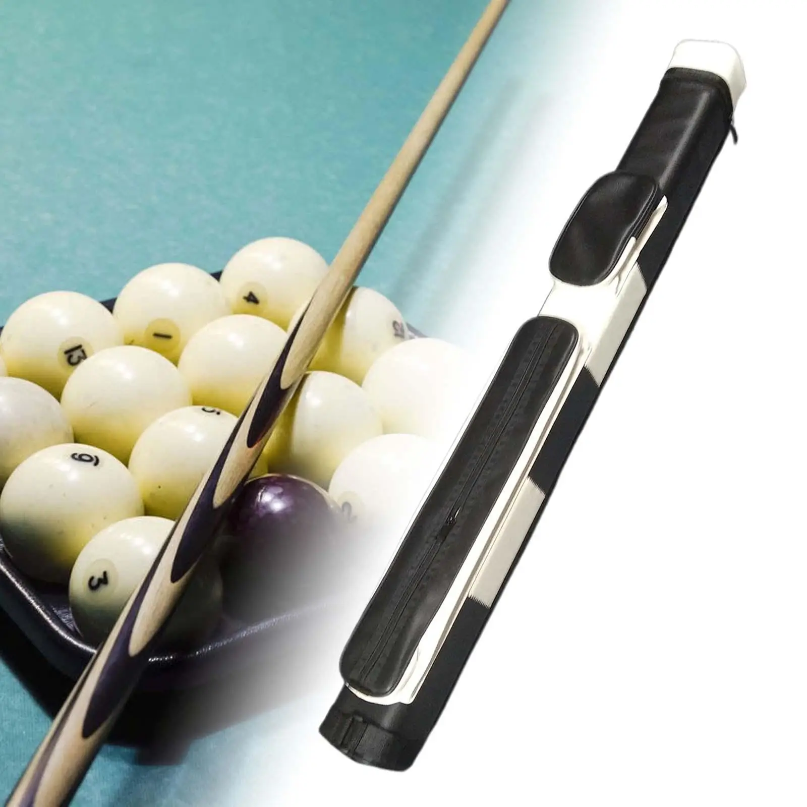 4 Holes Pool Cue Case with Divider 1/2 Pool Cue Protector Hard Tube Billiard Sticks Carrying Case