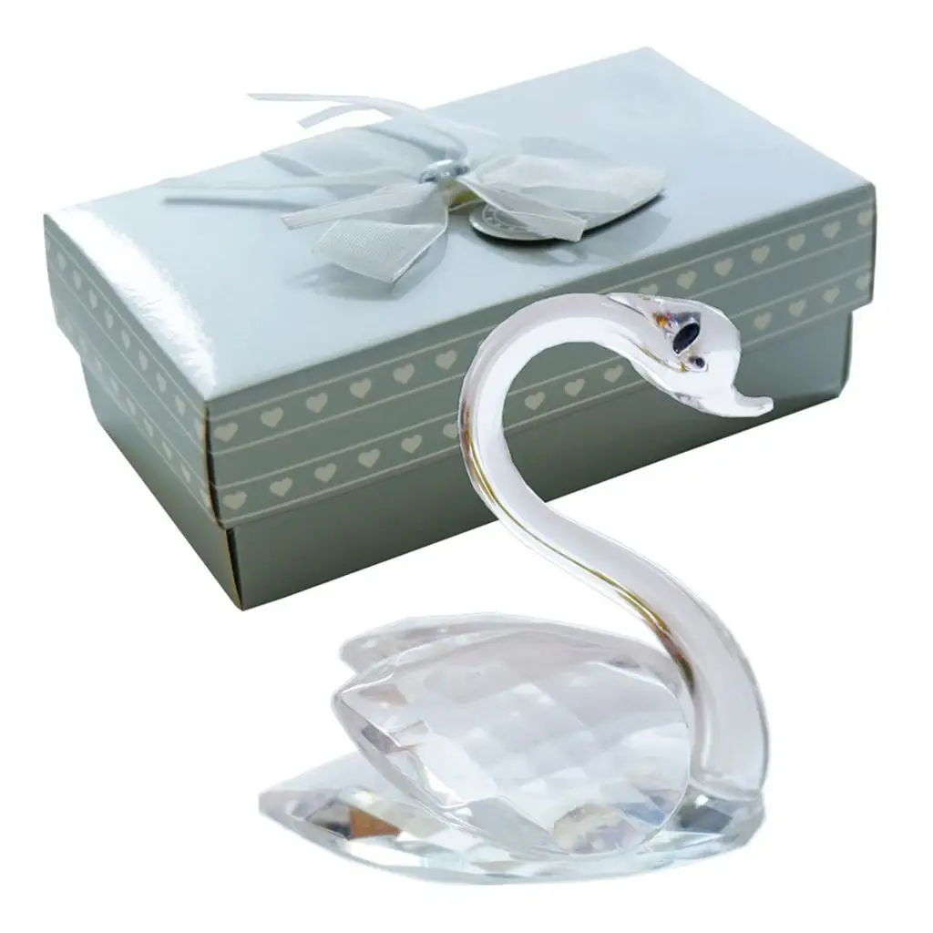 Artificial Crystal Swan Table Decor with Box Novelty Gift Wedding Favors