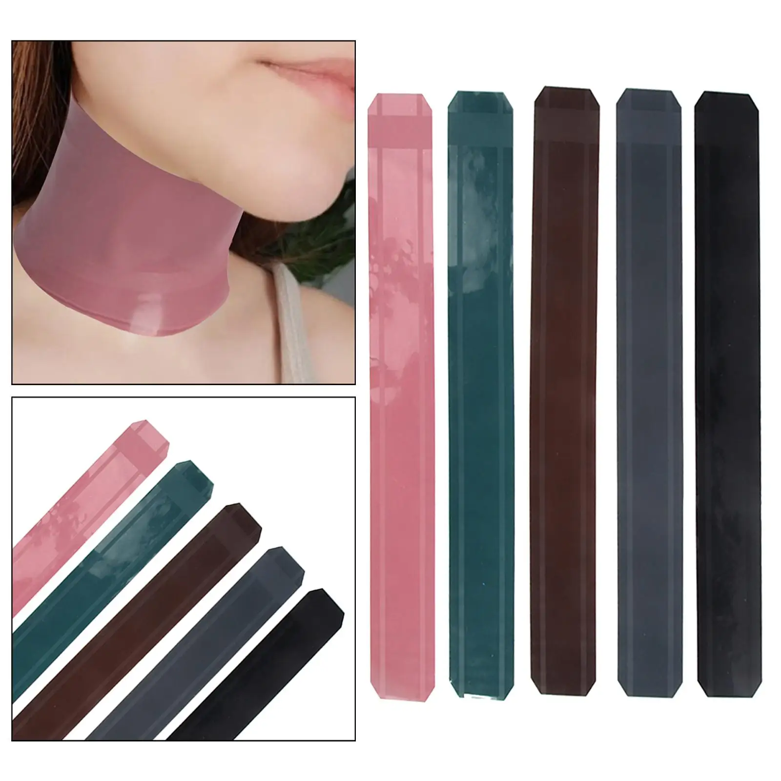 5x Hair Cutting Collar Portable Waterproof Soft Silicone Neck Protector for Barber Salon Home Professional Haircut Neck Wrap