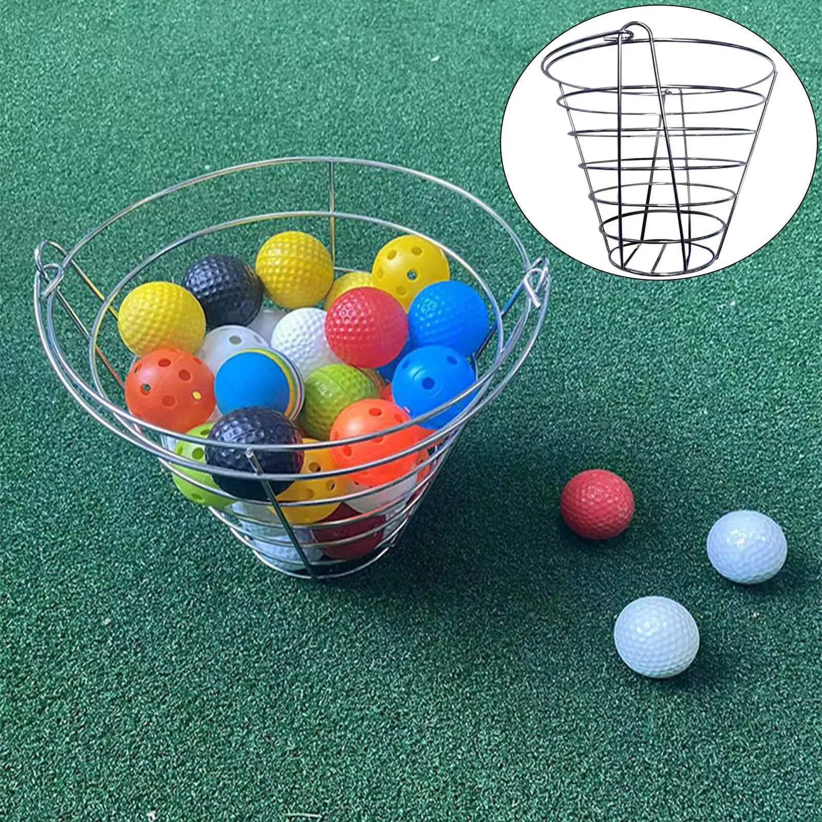 Portable Golf Ball Basket Ball Bucket with Handle Stadium Accessories Backyard Outdoor Outside Sports Holds Contain 50 Balls
