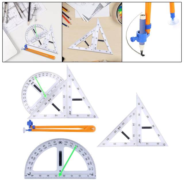 Math Geometry Ruler Teaching Supplies Learning Tool Schooling Stationery for Drafting Office Drawing Students
