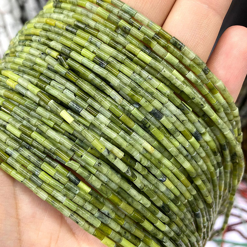 Natural Stone Beads 2x4mm Hematite Agate Jasper Crystal Cylinder Tube Loose Spacer Bead for Jewelry Making Diy Bracelet Necklace