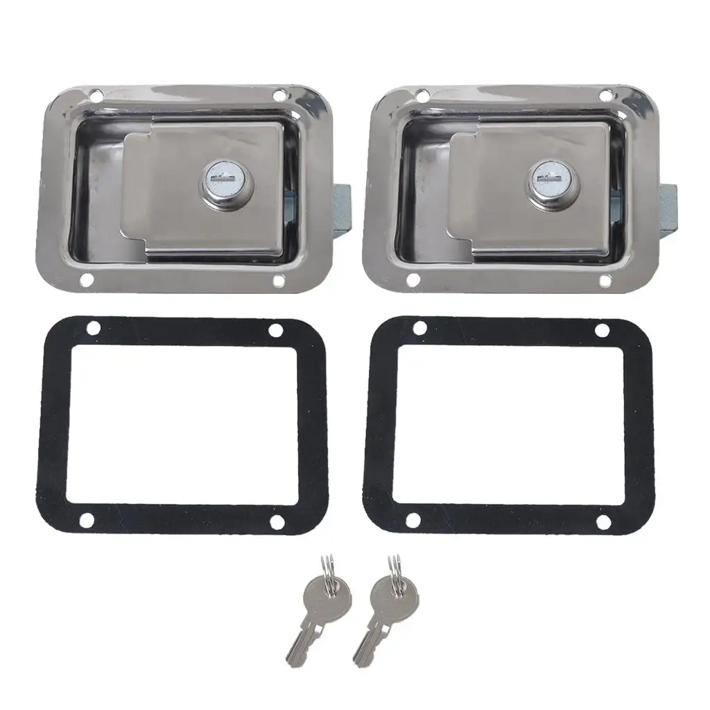 2x RV Yacht Stainless Steel Paddle Latch & Keys & Gasket Toolbox 