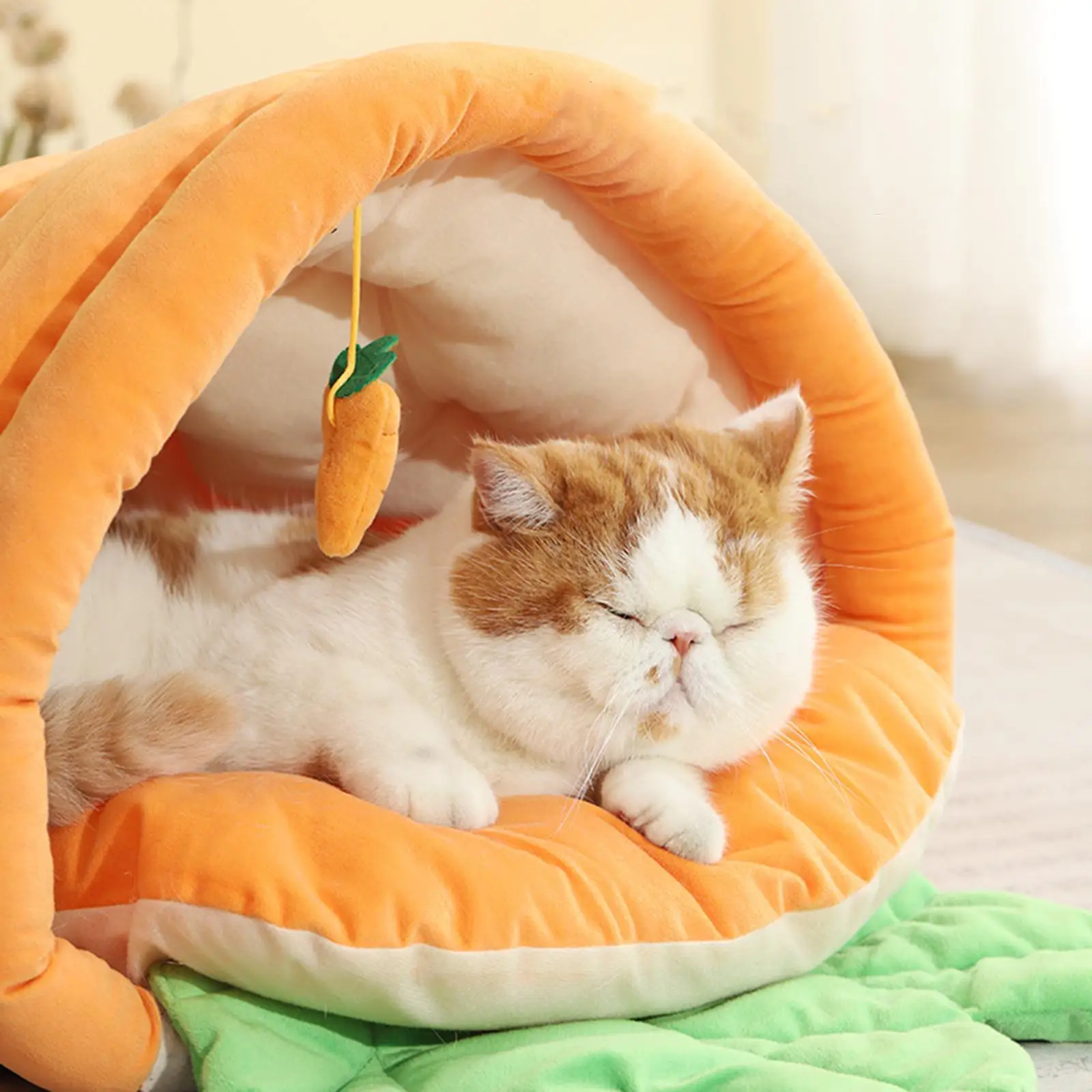 Large Cat Beds Warm Kennel Small Dog Bed Kitten Cave Tent with Ball Cushion Kitten House Pet Bed for Small Medium Dogs