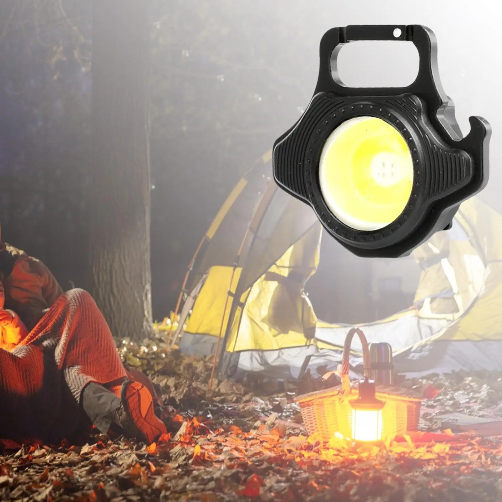 Compact LED Flashlight Bright with Folding Bracket with Magnet Base COB Keychain Torch for Auto Repairing Night Running Working
