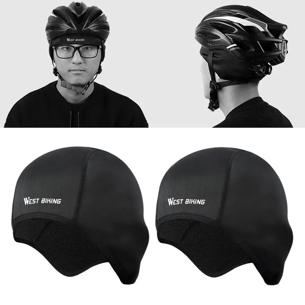 2pcs Cycling Helmet Liner Motorcycle Helmet Liner Skull Cap Padding Black
