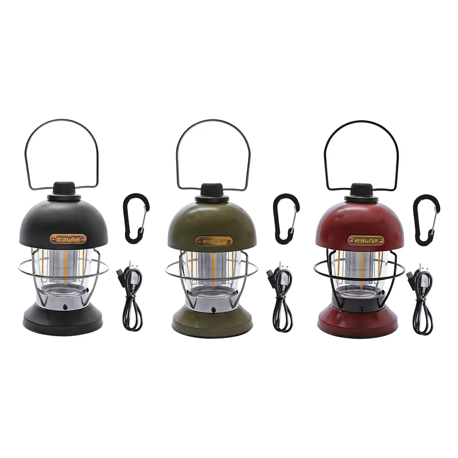 Retro Style Camping Lantern Lamp Waterproof USB Rechargeable Hanging Light for Fishing Camping Emergency Backpacking Picnic