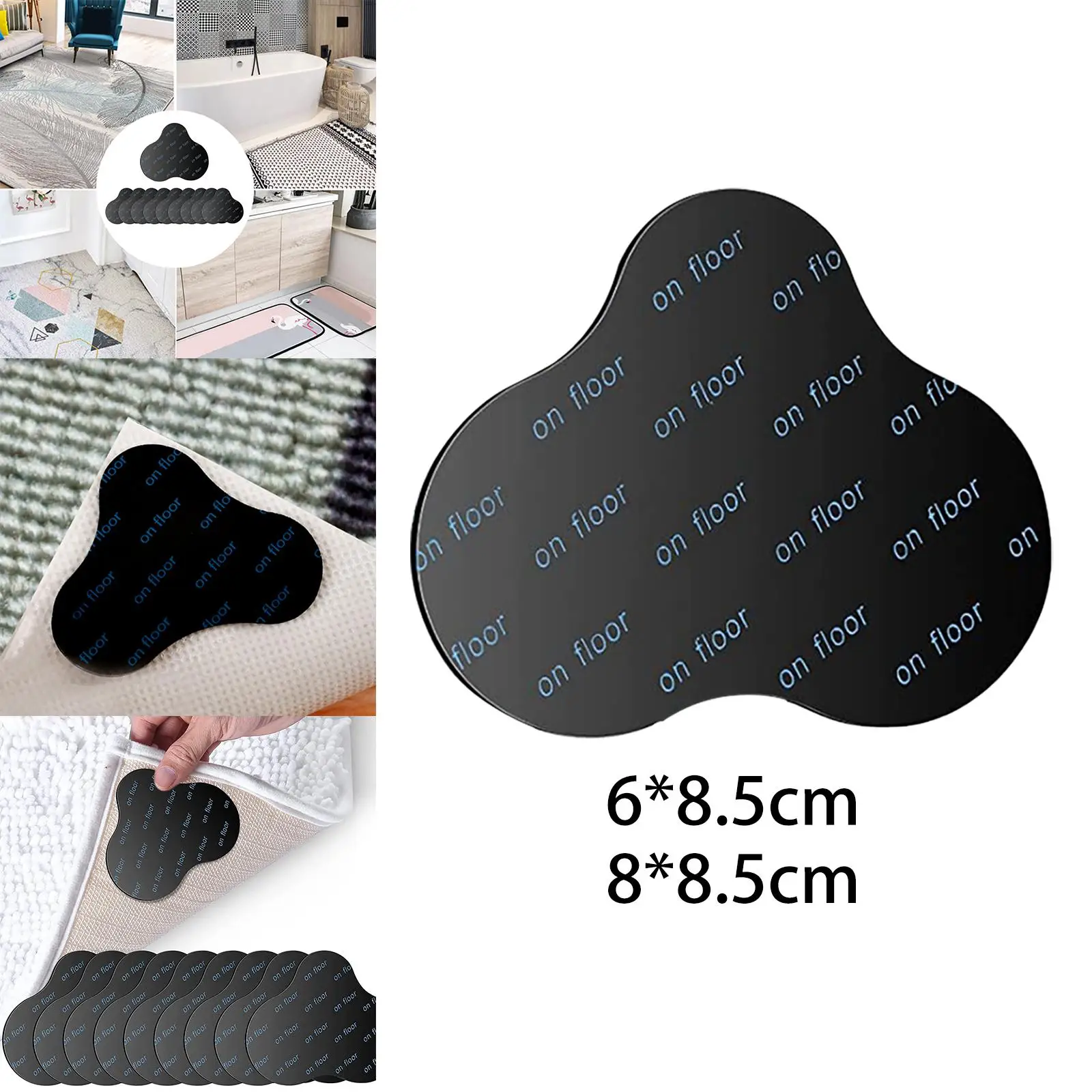 10 Pieces Non Slip Grippers for Rug Washable Carpet Gripper for Tile Floors