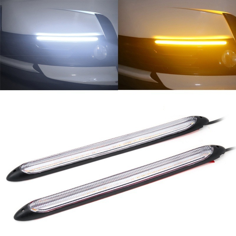 2Pcs/set Universal Car DRL LED Daytime Running Lights Waterproof Headlight Strip White/RGB Sequential Flow Turn Signal Light