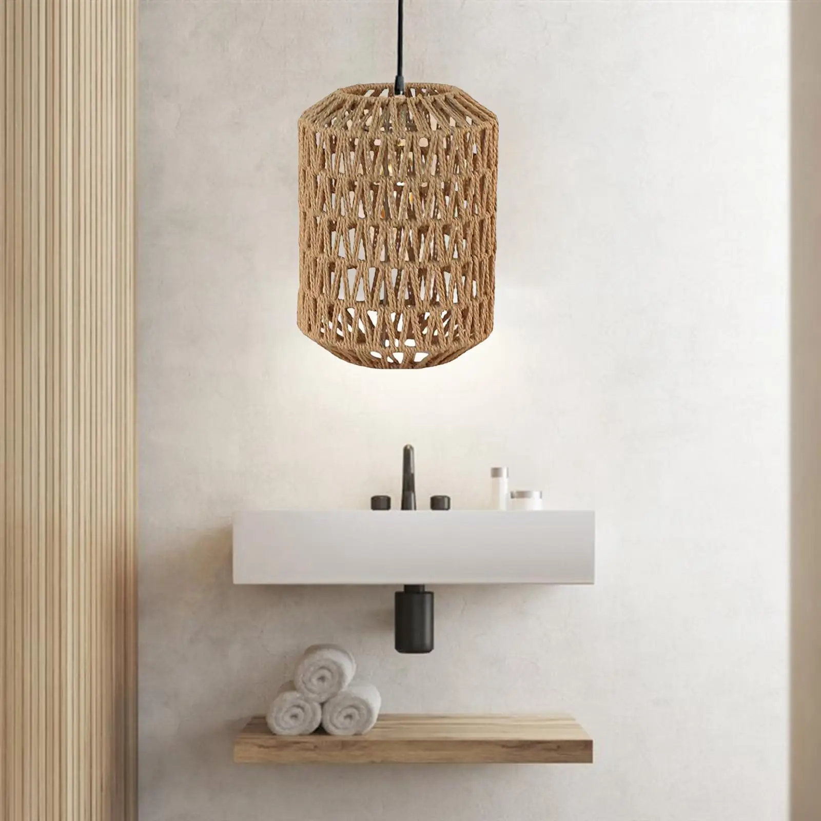 Pendant Lamp Shade Classic Ceiling Light Shade Paper Rope Lampshade for Living Room Outdoor Restaurant Kitchen Island Decoration