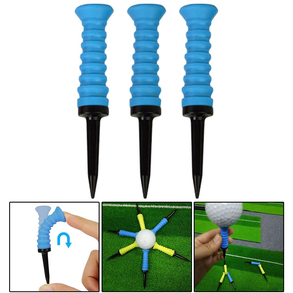 3x Elastic Golf Tees Practice Tool Ball Holder Low Resistance Hitting Golfer Durable 83mm Golf Tees for Practicing Accessories