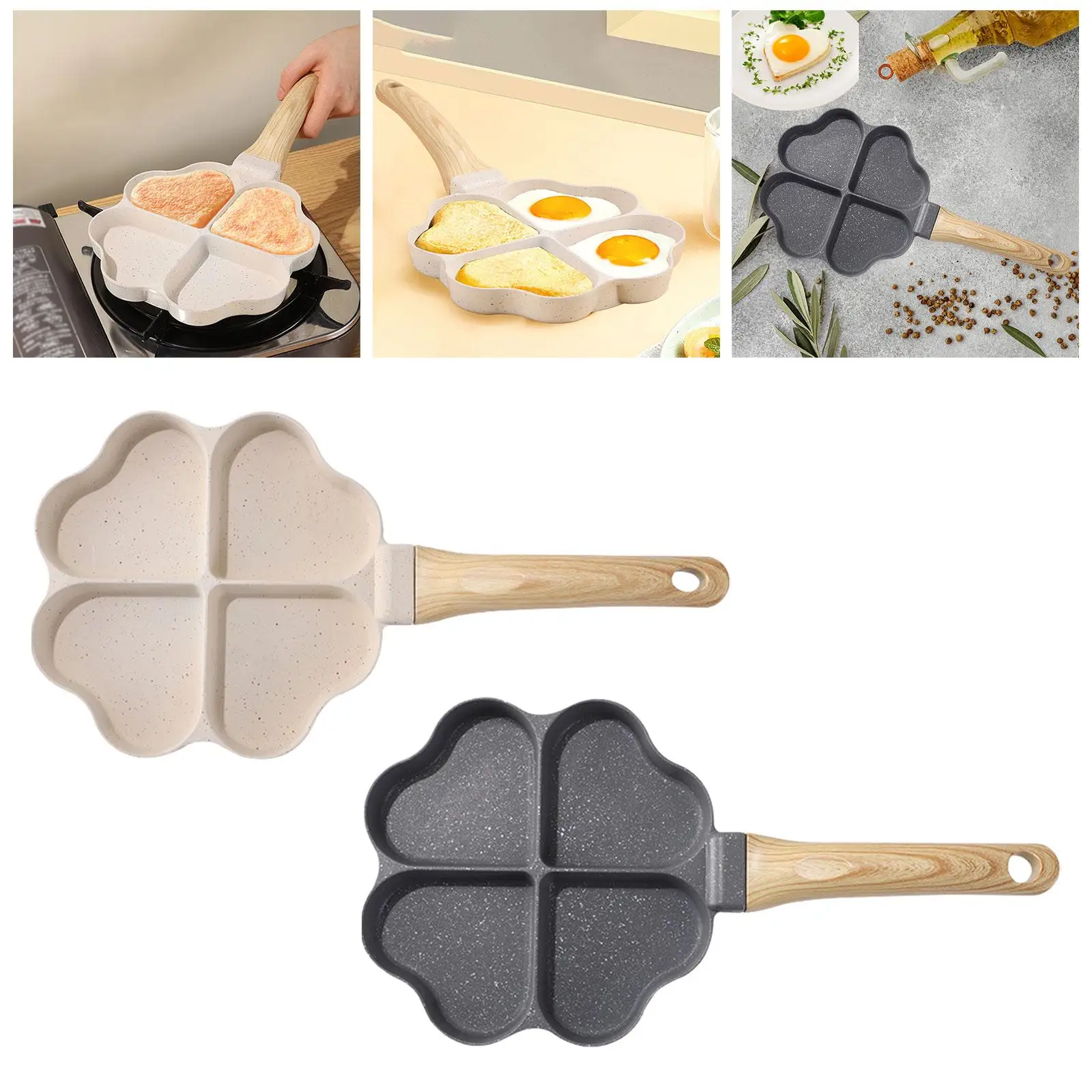 Mini Pancake Pan Anti Scald Wood Handle Kitchen Cooking Tool Omelet Pan Egg Frying Pan for Baking Cooking Frying Breakfast Steak