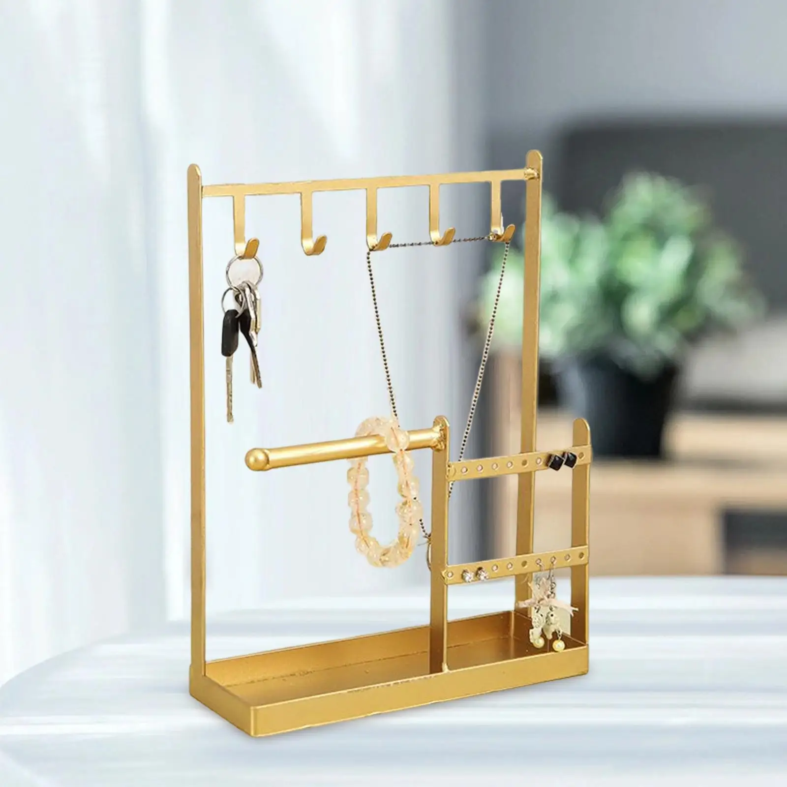 Earring Holder Stand with Rectangular Tray Tree Hanging Jewelry Organizer Holder Jewelry Rack for Necklaces Watches Bracelet