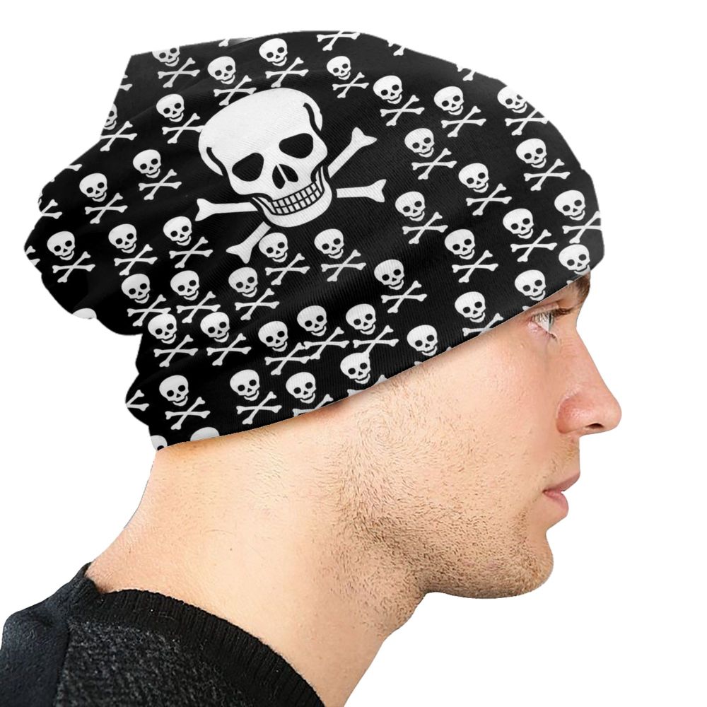 Benutzerdefinierte Schädel Druck Motorhaube Hüte Straße Stricken Hut Für Frauen Männer Winter Warme Horror Skeleton Tod Skullies Beanies Caps – Detail 4