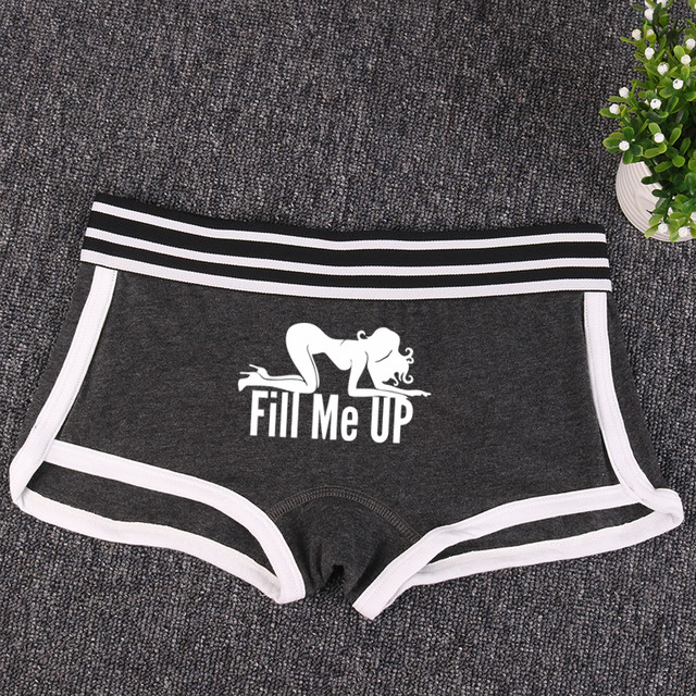 Fill Me Up Letter Print Underwear for Women Sexy Pose Logo Short