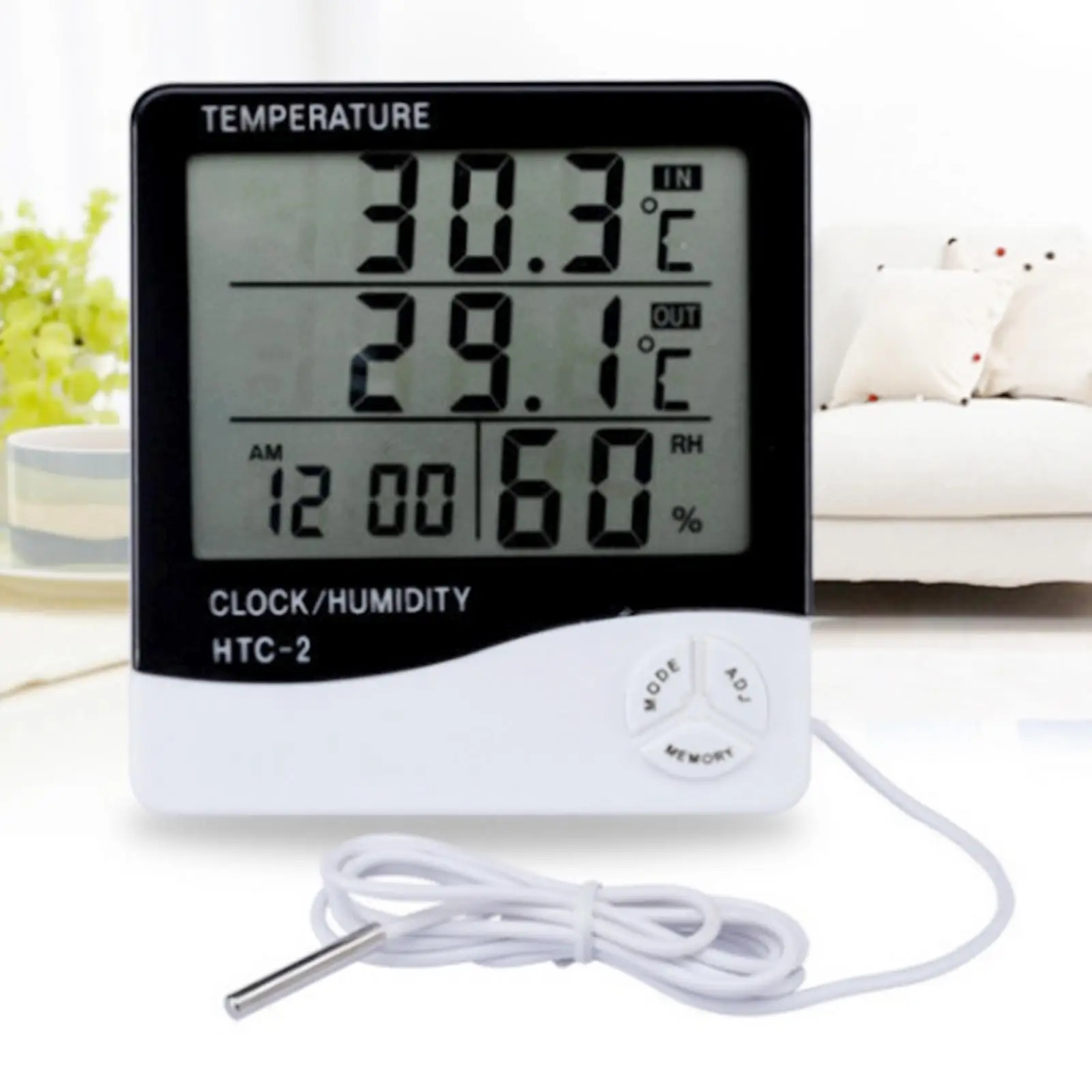 Professional Digital Thermometer Hygrometer Meter Humidity Temperature Clock Large Font Calendar 12/24H for Cellar Closet Indoor