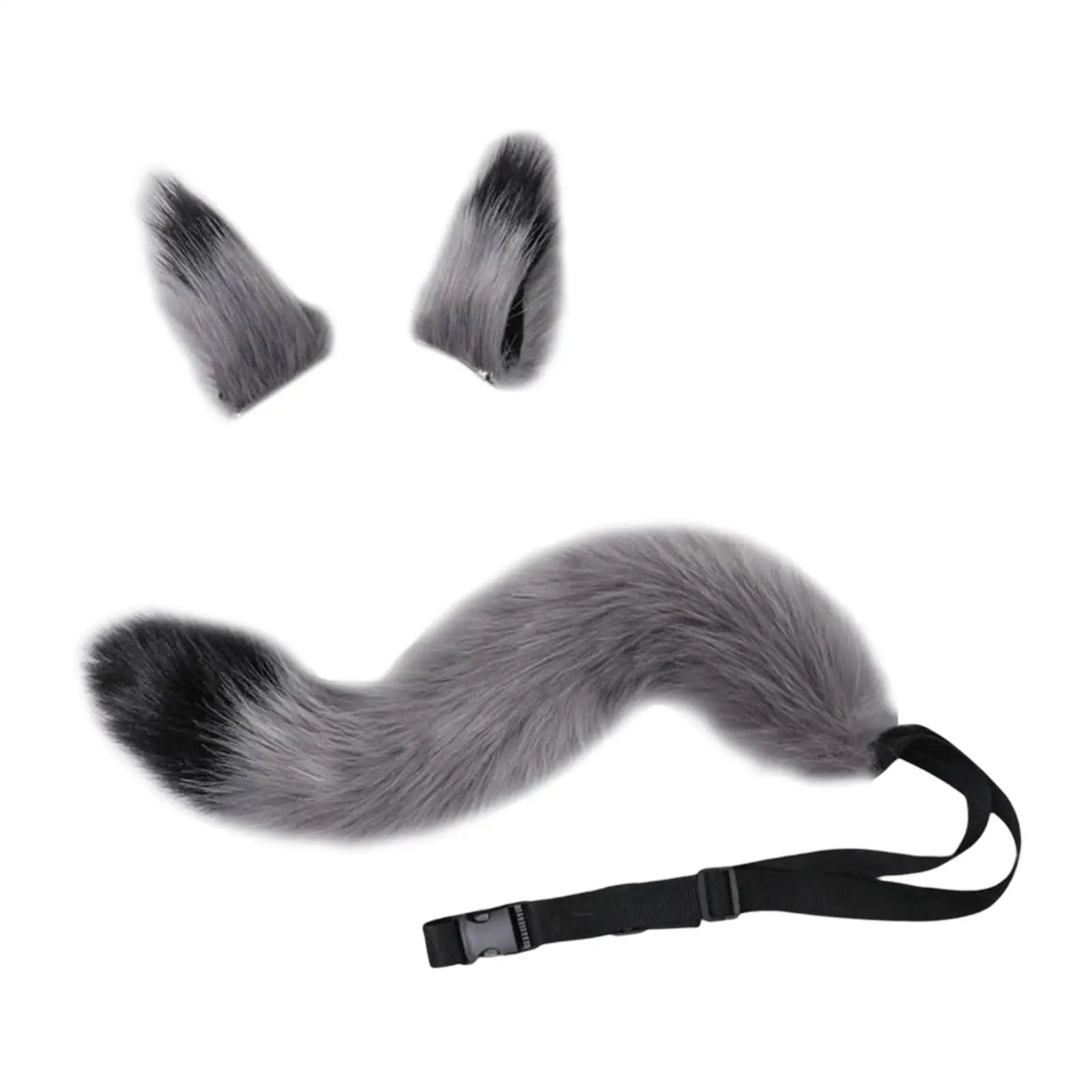  Wolf Ears Tail Cosplay Set Plush Animal Furry Gifts Hair Clip for Dress up Fancy Party Anime Adults Children.