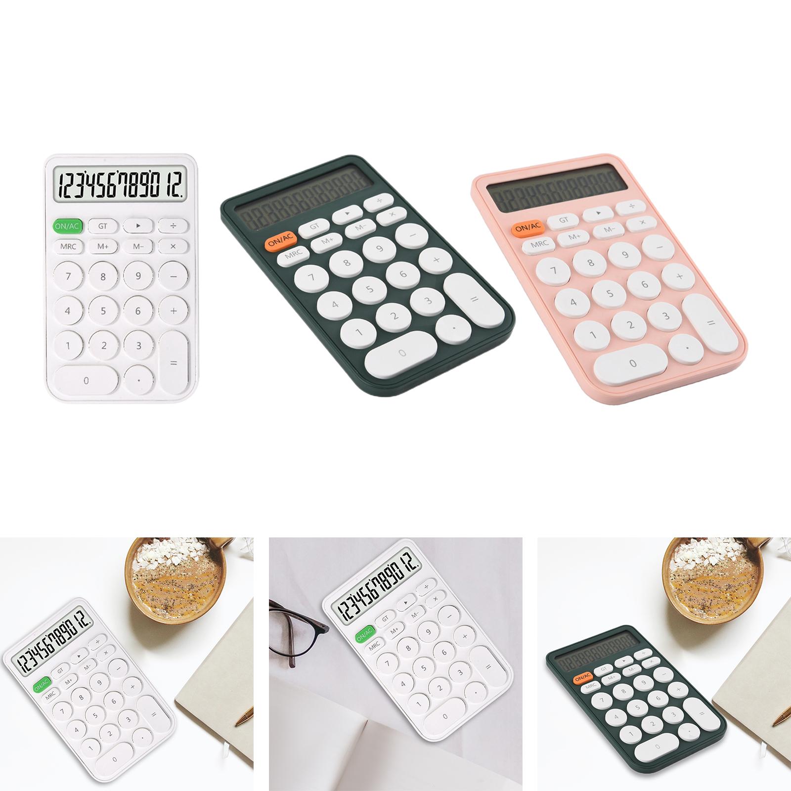 Electronic Calulator 12-Digit Cute Simple Portable Muti-Colors School Stationery Pocket Calculator for Home Office Students Kids