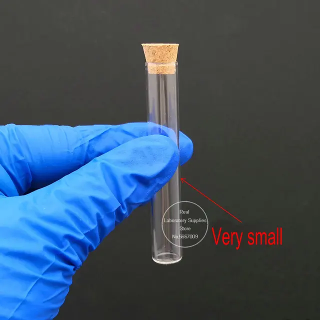 5pcs tube à essai en verre de laboratoire à fond plat avec du bois