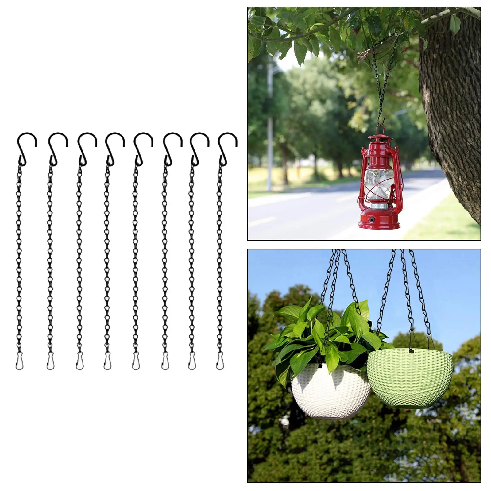 8 Hanging Chain 19.7inch Garden Plant Hangers with Clip & Hook, Easy to Install and Remove