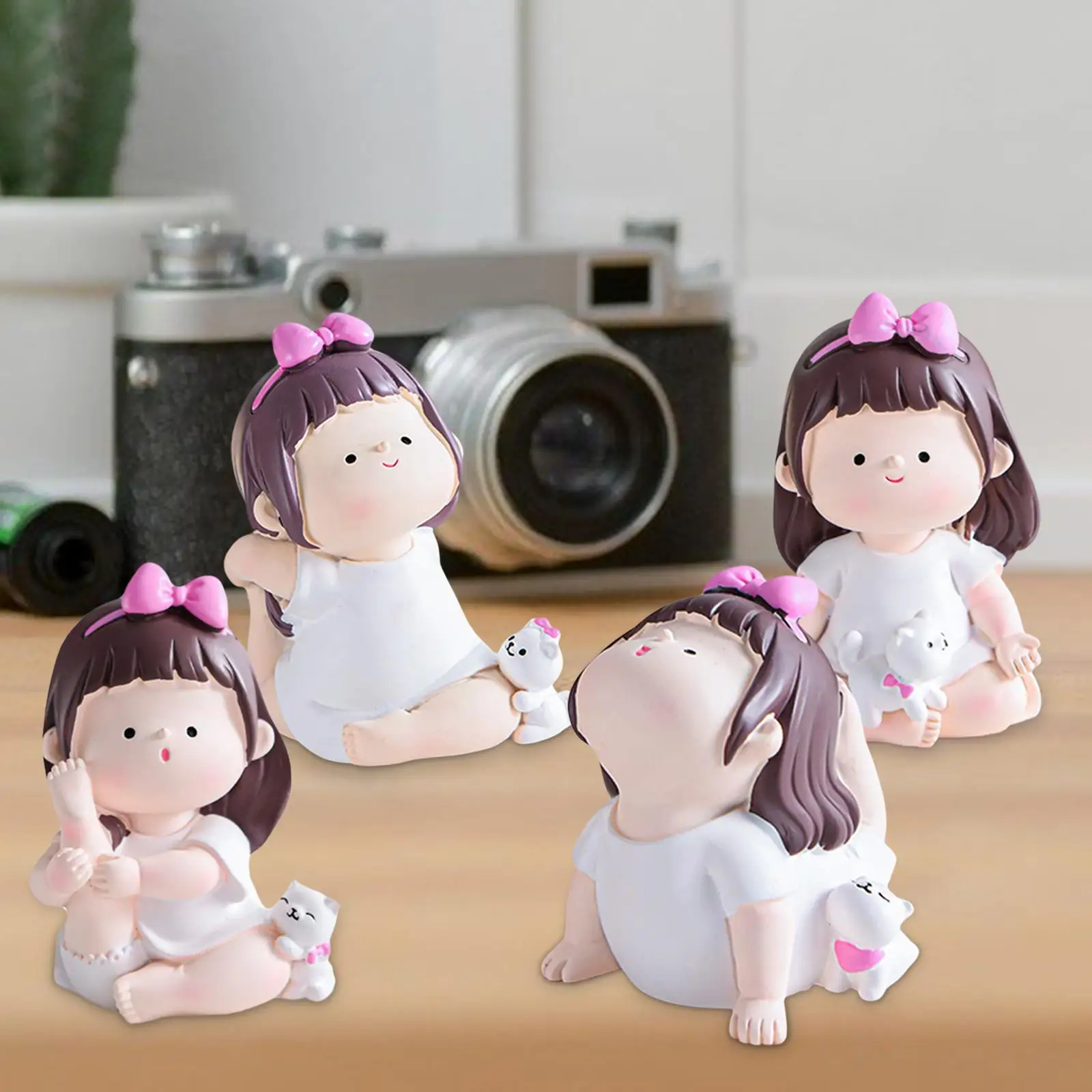 Lovely Girl Yoga Pose Statues Sculpture Resin Crafts Figurines Office Decors