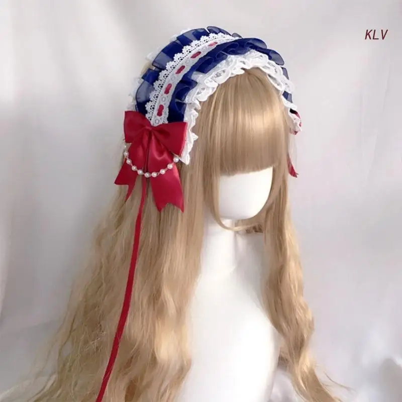 Elegante Bowknot Decors Headbands Cosplay Maid Cabelo Hoop para Adolescentes