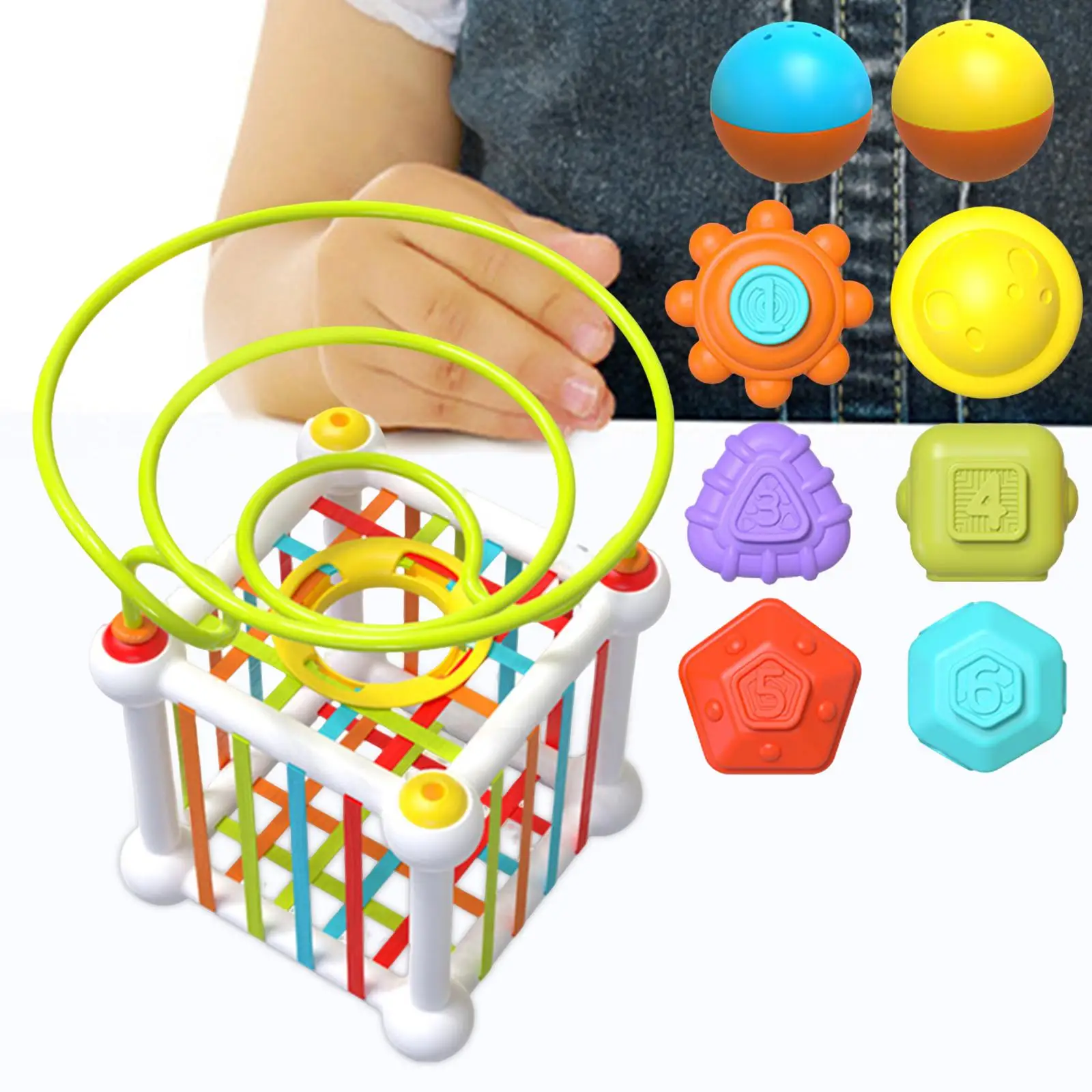 Sensory Cube Shape Blocks, Textured Balls Sorting Games, sensory Shape Sorter Blocks
