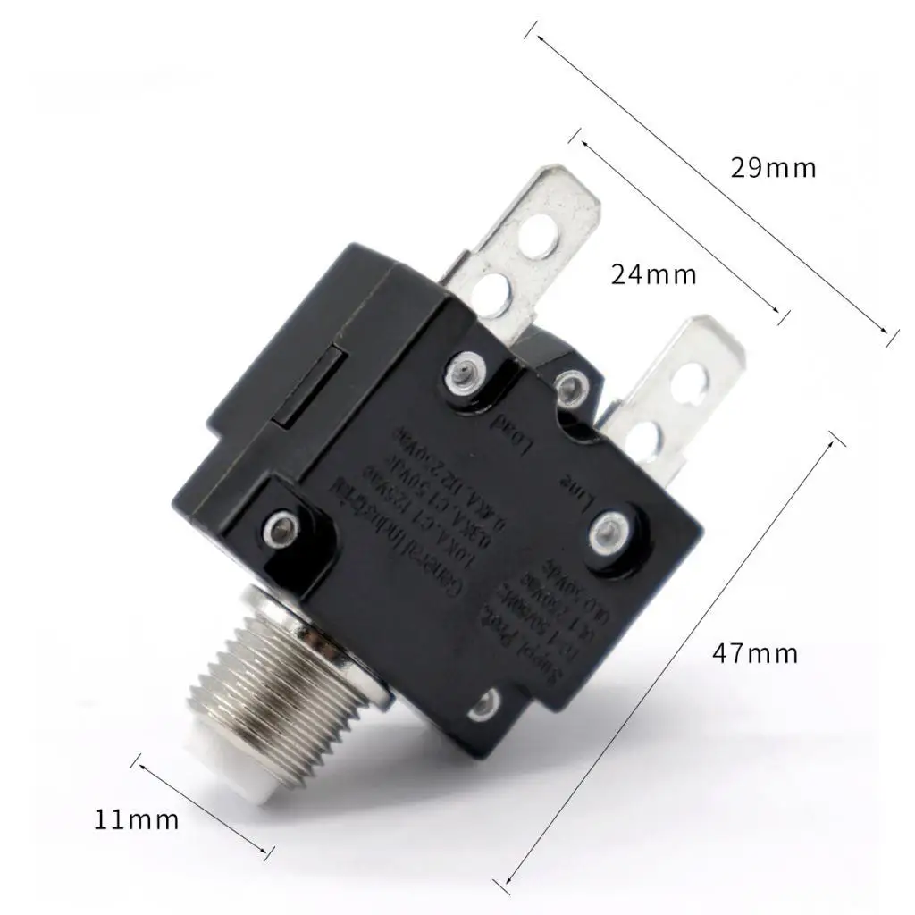 2PCS 2 DC Thermal Circuit Breaker with  Terminal & Transparent Waterproof Button Cover