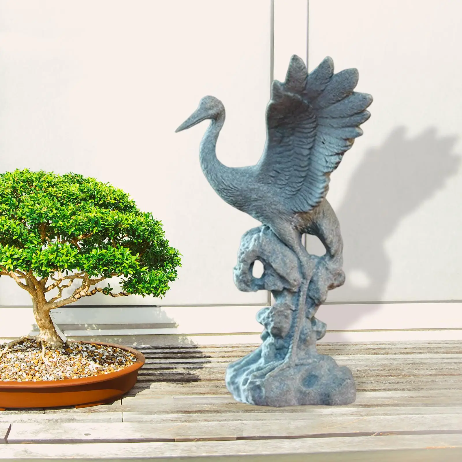 Multipurpose Statue Decorative Crane Chic Gift Collectibles Figurines Sculpture for Yard Bonsai Living Room Porch Farmhouse