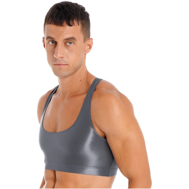 Men Sports Bra Crop Tank Top Vest Y-Back Fitness Muscle T-shirt Clubwear  Costume