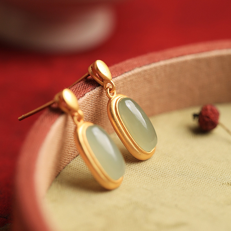 VOQ Retro Hetian Jade Ohrringe Braut Schmuck Charme Mädchen Neue Mode Elegante Hochzeit Party Zubehör Geschenke Ohrringe – Detail 6