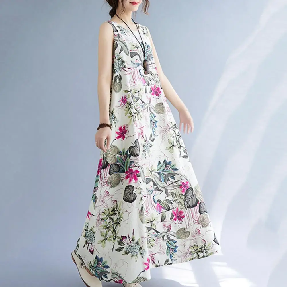Vestido maxi com estampa floral feminina, O