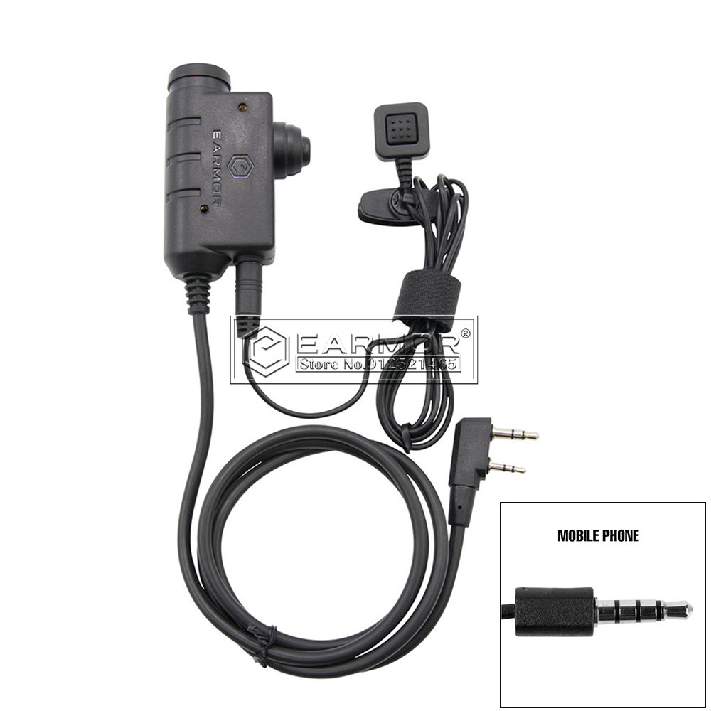 Tactical Communications Headset Adaptador PTT para Airsoft Earmor MSA Sordin PELT