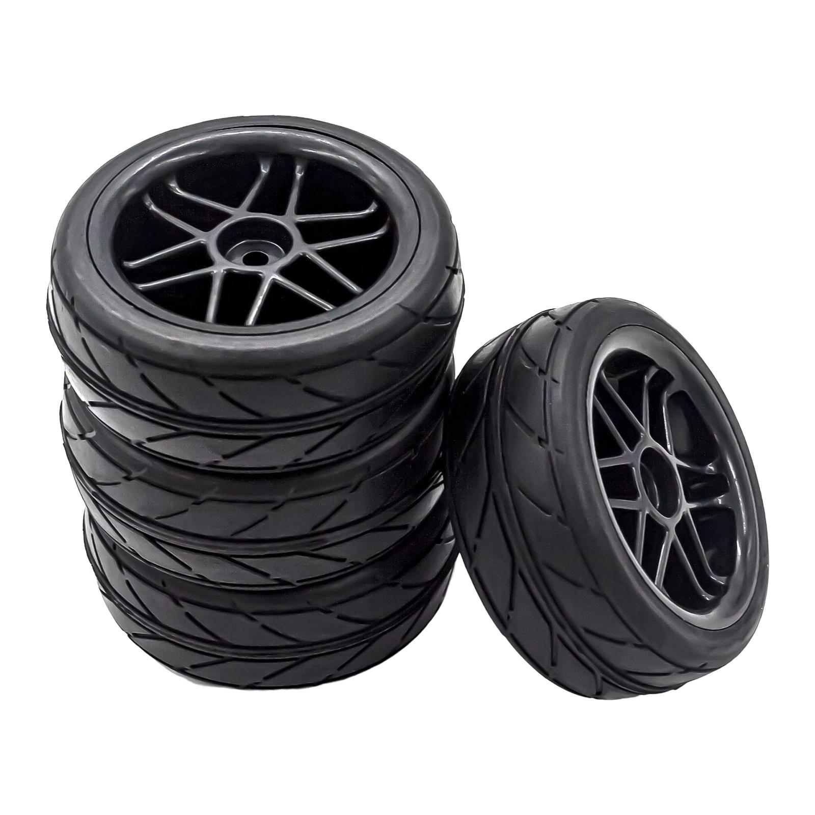 4Pcs Car Wheels Rim Replacement Wheel Tires Width 26mm DIY Tyre Rubber Tires for RC 1:10 Car Trucks Buggy Model