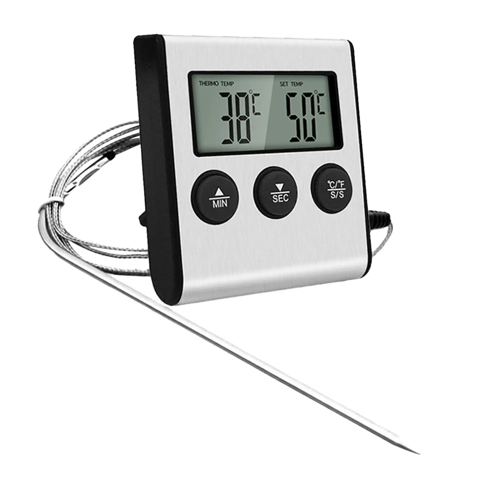 Cooking Thermometer LCD Backlight Instant Read Celsius/Fahrenheit Digital Meats Thermometer for BBQ Deep Fry Roast Oven Frying