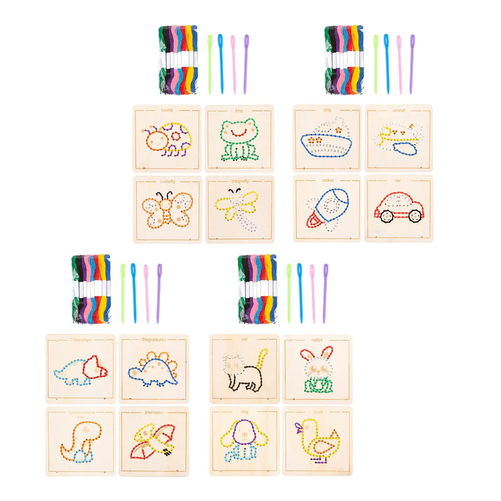 Kids Embroidery Puzzle Wooden Lacing Toy Development Toy Montessori Toy Threading Activity Puzzles Holiday Gift Boys Girls